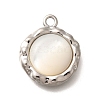 Brass Pave Natural White Shell Pendants KK-B127-10P-1