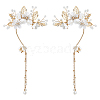 2Pcs 2 Styles Flower Crystal Rhinestone & Plastic Pearl Cuff Earrings EJEW-FH0001-13G-1