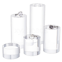 FINGERINSPIRE 5Pcs 5 Styles Column Transparent Acrylic Jewelry Display Pedestals ODIS-FG0001-64