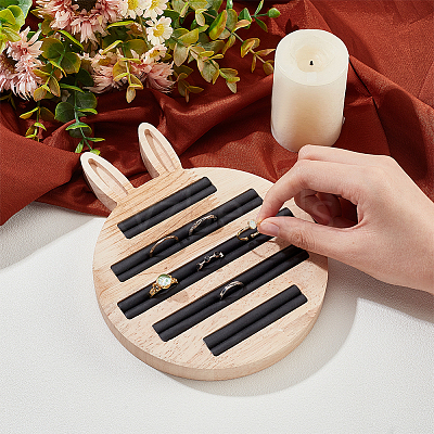 Rabbit Bamboo Ring Displays ODIS-WH0026-12-1