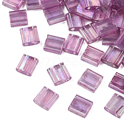 Plating 2-Hole Transparent Glass Seed Beads LS-SEED-N004-008-1