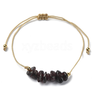 Natural Garnet Chips Braided Bead Bracelets BJEW-JB09851-01-1