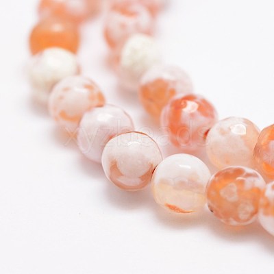 Faceted Natural Fire Crackle Agate Beads Strands X-G-F447-6mm-B03-1