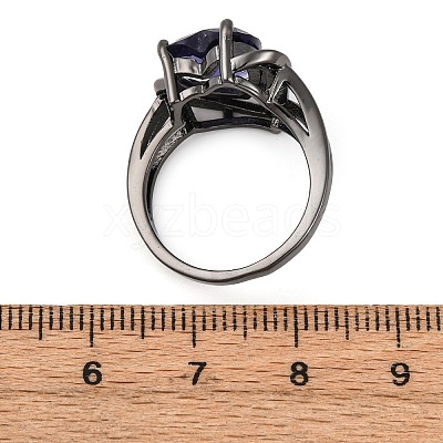 Heart Brass Micro Pave Cubic Zirconia Finger Rings FS-WG4D14B-05-1