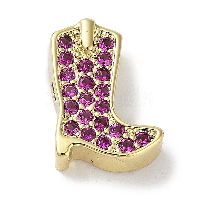 Rack Plating Brass Micro Pave Purple Cubic Zirconia Beads KK-R163-11G-1