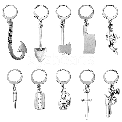 10Pcs 10 Style Killer's Weapon Theme Alloy Pendant Locking Stitch Markers HJEW-CJ00010-1