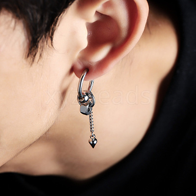 304 Stainless Steel Hoop Earrings for Men WG41879-01-1