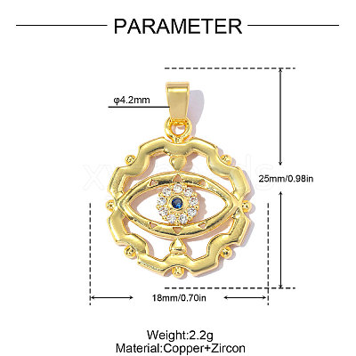 Brass Micro Pave Blue Cubic Zirconia Pendants CU-OY001-12G-1