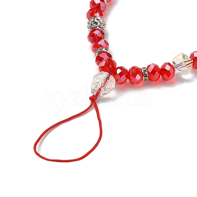 Rondelle Glass & Polymer Clay Rhinestone Beads Phone Hand Strap Chains HJEW-YW0001-05C-1