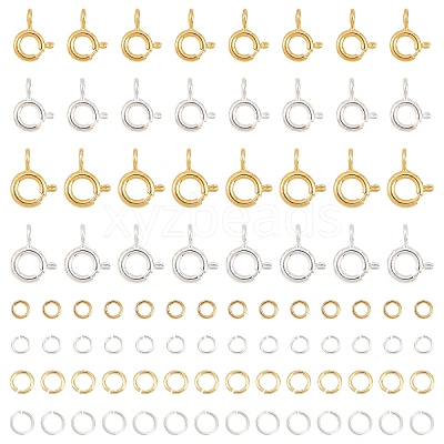 20Pcs 2 Styles Brass Spring Ring Clasps KK-YW0004-53-1