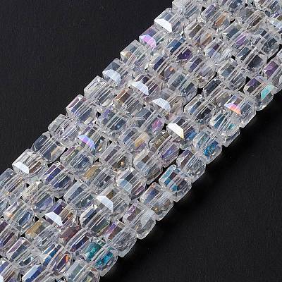 Electroplate Glass Beads Strands EGLA-D018-8x8mm-01-1