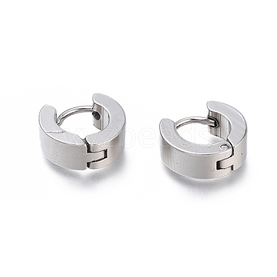 304 Stainless Steel Huggie Hoop Earrings EJEW-O087-09D-P-1