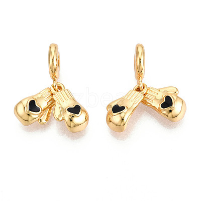 Brass Black Enamel Boxing Glove European Dangle Charms X1-KK-N271-08G-1