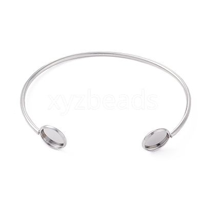 Non-Tarnish Adjustable 304 Stainless Steel Cuff Bangle Making STAS-F274-09P-1