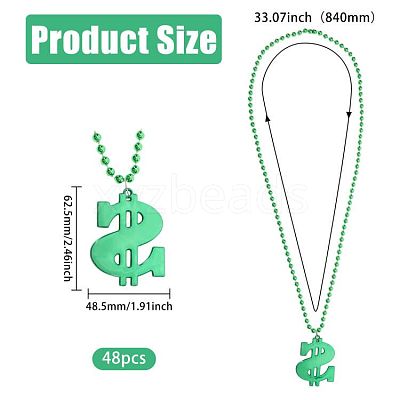 Plastic Dollar Sign Big Pendant Ball Chain Necklaces NJEW-WH0021-81B-1