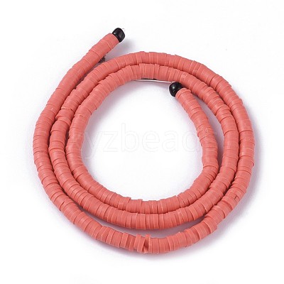 Flat Round Handmade Polymer Clay Bead Spacers CLAY-R067-4.0mm-14-1