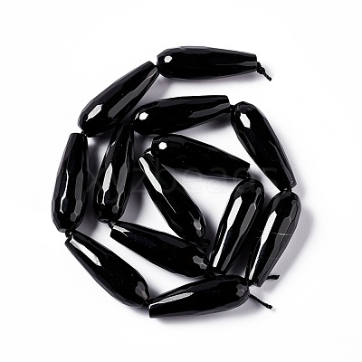 Natural Black Stone Beads Strands G-I328-04-1