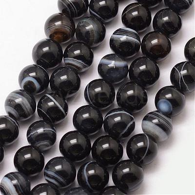 Natural Black Agate Bead Strands G-K166-13-8mm-05-1