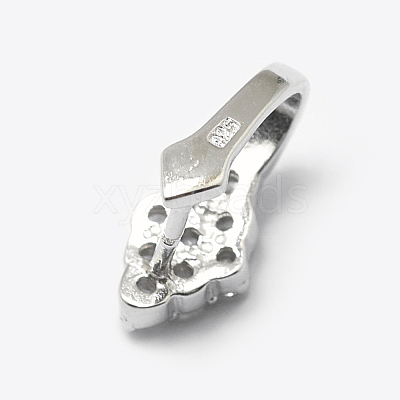 Anti-Tarnish Rhodium Plated 925 Sterling Silver Micro Pave Cubic Zirconia Pendant Bails X-STER-P034-67P-1