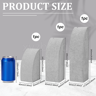 3Pcs 3 Sizes Vertical MDF Wood Covered with Velvet Necklace Display Stands NDIS-WH0023-001B-1