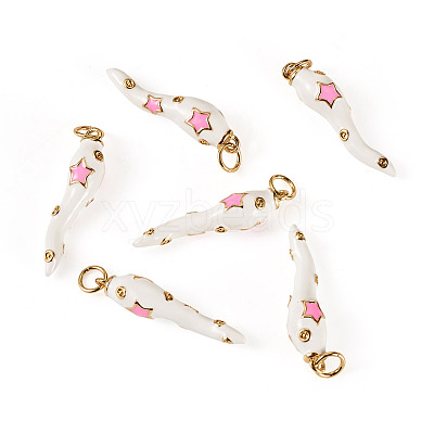 6Pcs Brass Enamel Pendants KK-SW0001-08C-1