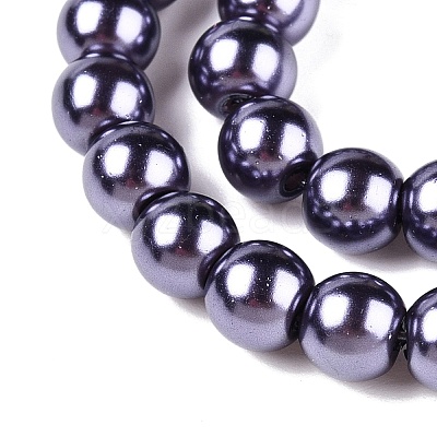 Baking Paint Pearlized Glass Pearl Round Bead Strands X-HY-Q330-8mm-73-1
