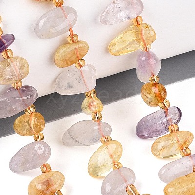 Natural Ametrine Beads Strands G-Z091-A41-1