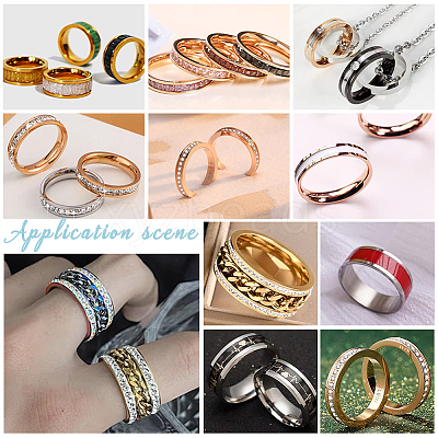18Pcs 9 Size 201 Stainless Steel Grooved Finger Ring Settings STAS-UN0049-69P-1