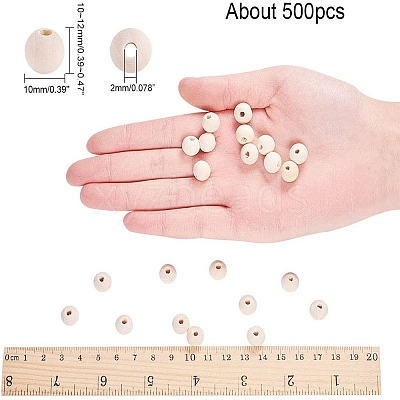 Unfinished Wood Beads WOOD-PH0008-19-WH-1
