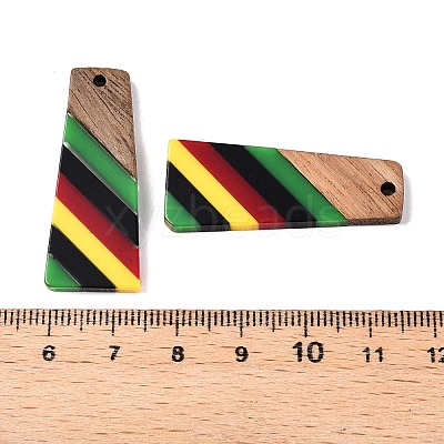 Jamaican Colour Epoxy Resin & Walnut Wood Pendants RESI-N039-122M-1