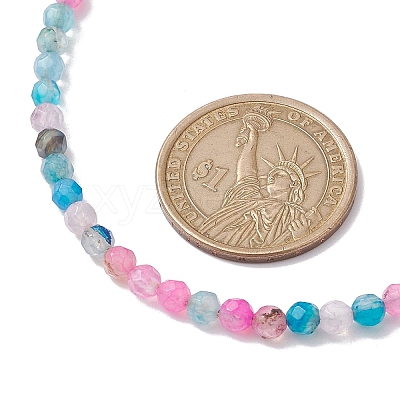Faceted Round Natural Agate(Dyed & Heated) Beaded Necklaces for Women NJEW-JN04659-05-1