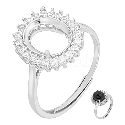 1Pc Adjustable 925 Sterling Silver Rhinestone Ring Components FIND-BC0041-69-1