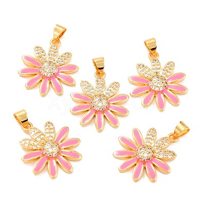 Real 18K Gold Plated Brass Micro Pave Cubic Zirconia Pendants ZIRC-L100-087G-04-1