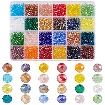 24 Strands 24 Colors Electroplate Glass Beads Strands EGLA-GO0001-10-1