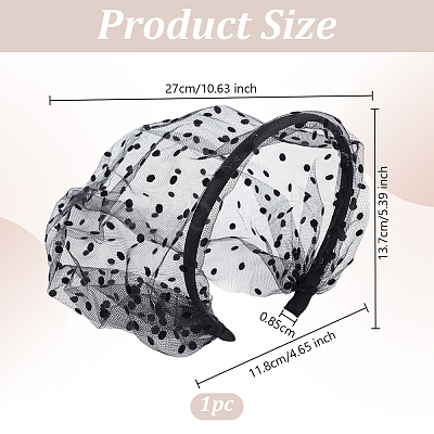 Polyester Mesh Veil Hair Bands OHAR-WH0021-63B-1