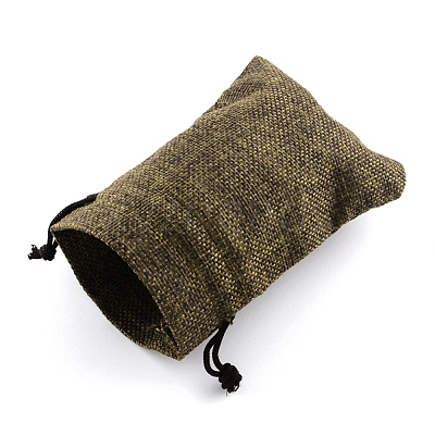 Polyester Imitation Burlap Packing Pouches Drawstring Bags ABAG-R005-14x10-05-1