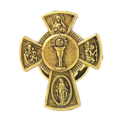 Cross Alloy Black Enamel Pins Brooches JEWB-M049-01AG-02-1