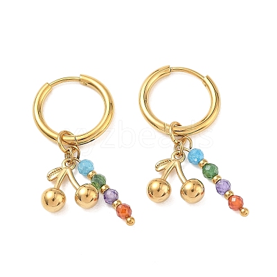 304 Stainless Steel & Rhinestone Hoop Dangle Earrings EJEW-T059-02-1