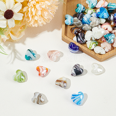 50Pcs 10 Colors Handmade Lampwork Beads LAMP-WR0001-01-1