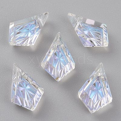 Embossed Glass Rhinestone Pendants GLAA-J101-01A-001SI-1