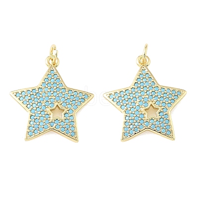 Brass Micro Pave Sky Blue Cubic Zirconia Pendants CU-CBA6938-05G-04-1