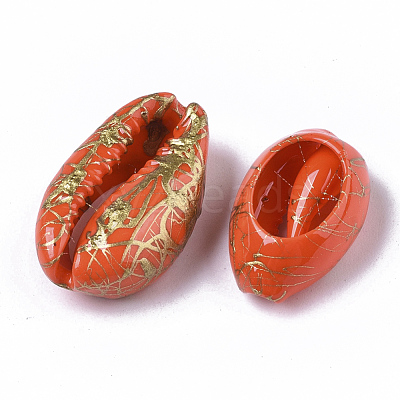 Spray Painted Natural Cowrie Shell Beads SSHEL-R047-03-A08-1