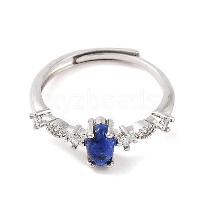 Horse Eye Natural Mixed Stone Adjustable Rings RJEW-Q817-02P-1