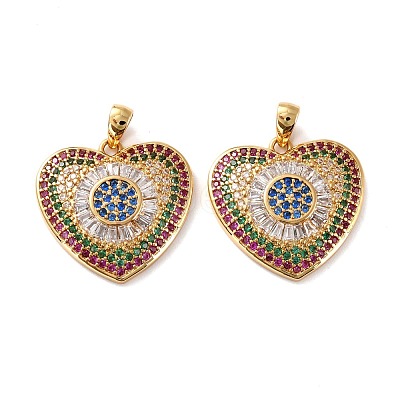 Brass Micro Pave Cubic Zirconia Pendants ZIRC-P092-037G-RS-1
