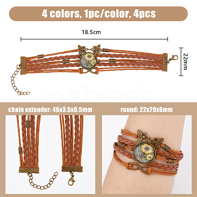 4Pcs 4 Colors PU Leather Cord Multi-strand Bracelets Set BJEW-FI0001-06-1
