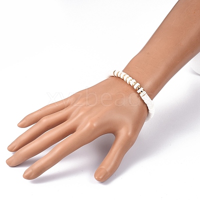 Handmade Polymer Clay Heishi Beads Stretch Bracelets BJEW-JB05303-01-1