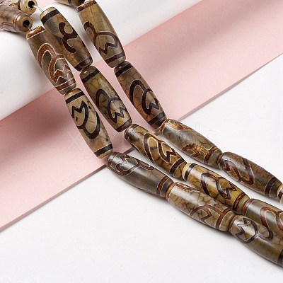 Tibetan Style dZi Beads Strands G-A024-01C-1