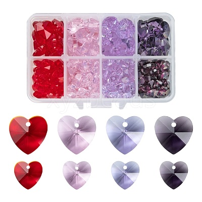 240Pcs 8 Style Romantic Valentines Ideas Glass Charms GLAA-LS0001-06-1