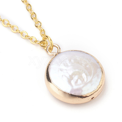Plated Natural Baroque Pearl Keshi Pearl Beads Necklaces NJEW-JN02218-1