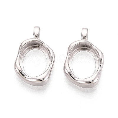Irregular 925 Sterling Silver Blank Bezel Cup Pendant Cabochon Settings STER-T008-85P-1